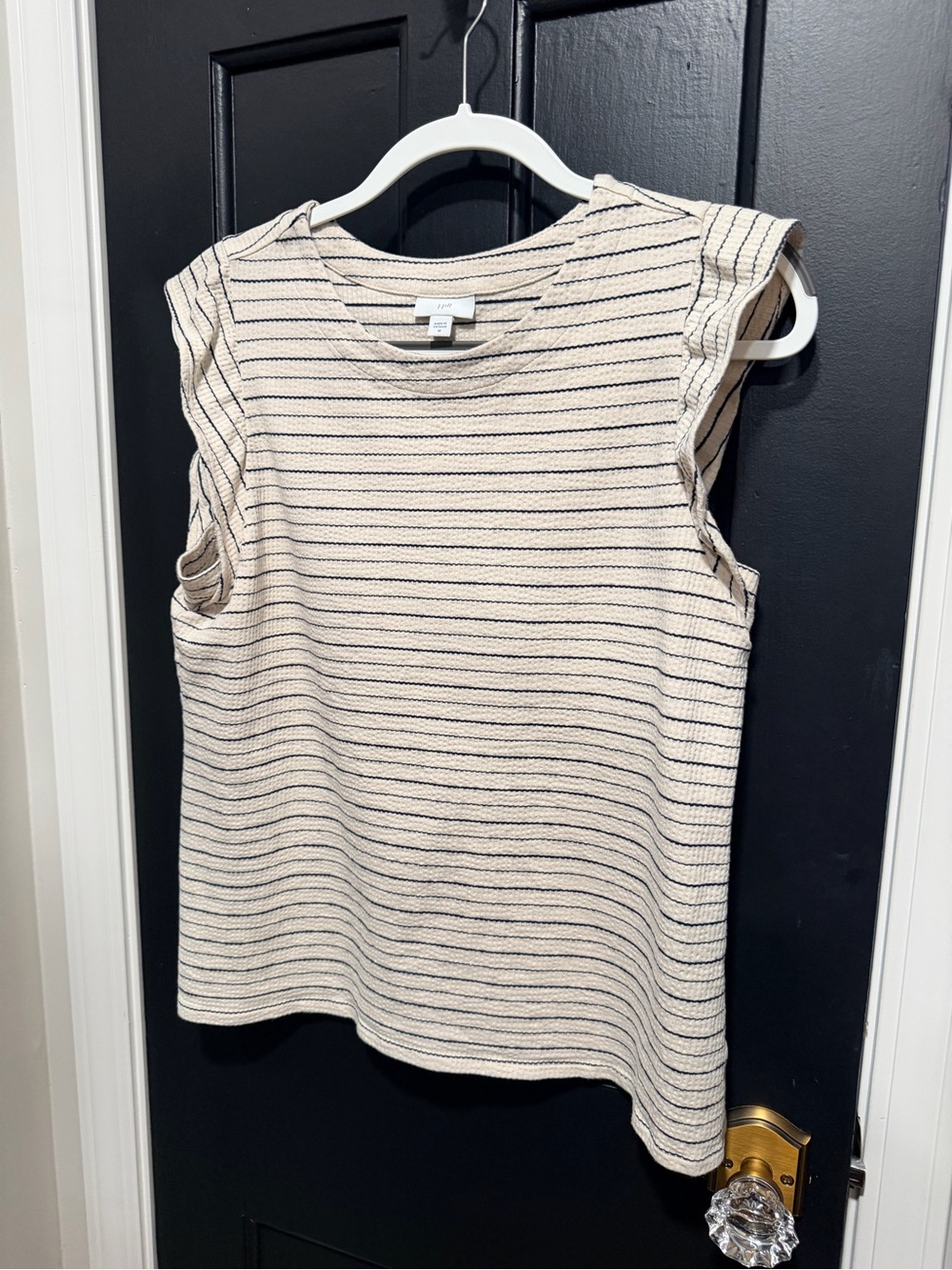 J. Jill Beige Tank with Navy Stripes